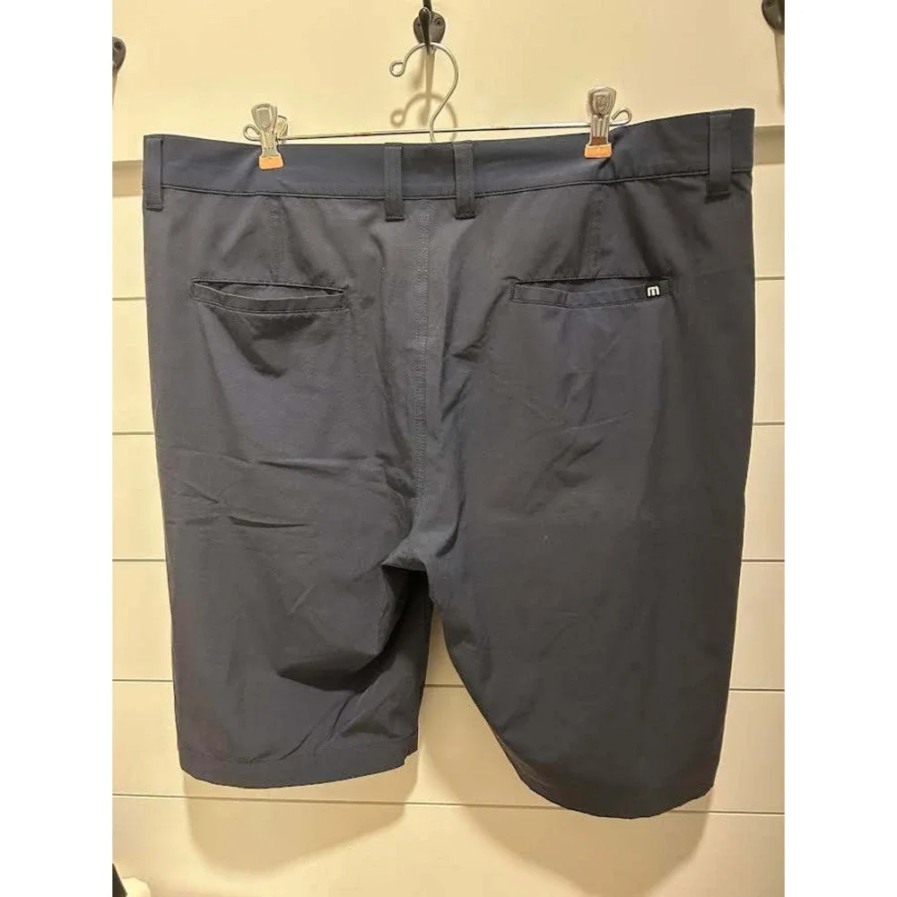TravisMathew Beck Golf Shorts Mens 38 Navy Blue Stretch Flat Front Performance